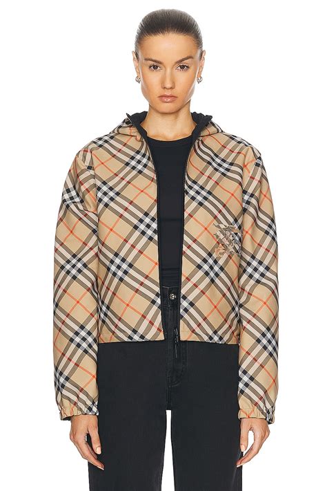 Cropped Reversible Check Salisbury Jacket in Sand